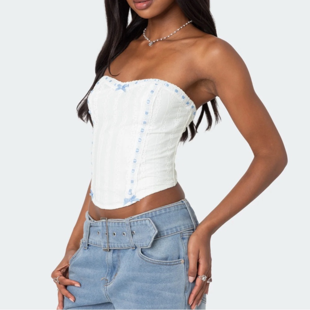Edikted White Fitted Bustier Bodysuit